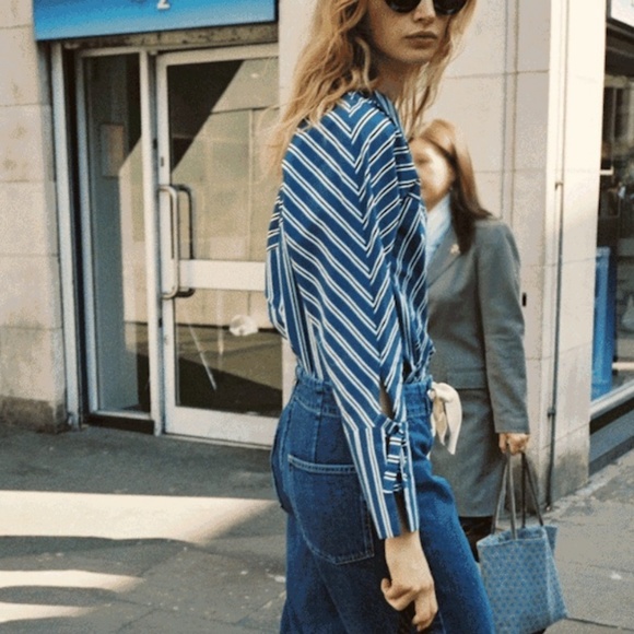 [topshop] stripe fold neck bardot top - Picture 2 of 7